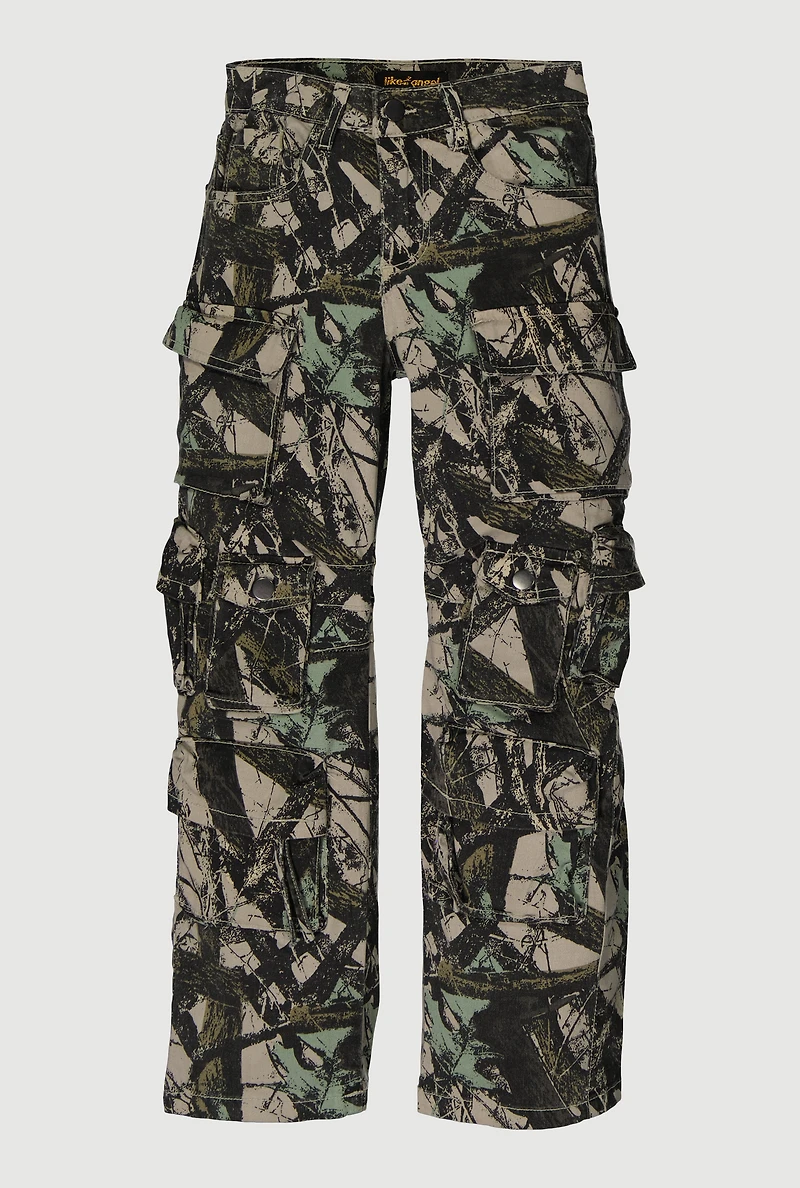 Girls Twill Hunter Camo Utility Pants, Green,