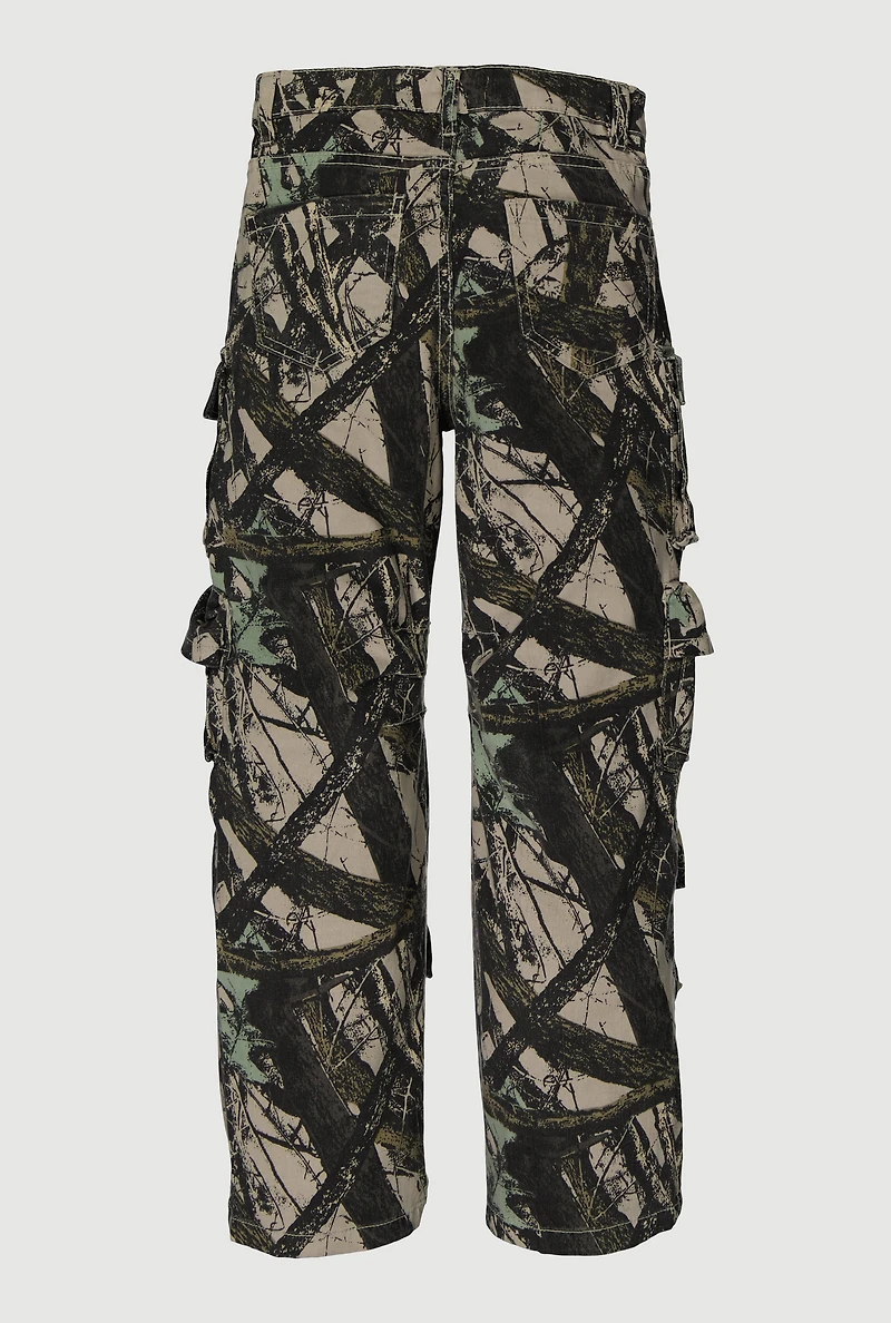 Girls Twill Hunter Camo Utility Pants, Green,