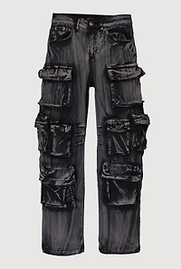 Girls Twill Acid Wash Utility Pants