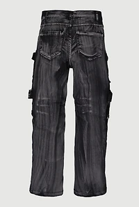 Girls Twill Acid Wash Utility Pants, 14