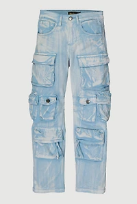 Girls Twill Acid Wash Utility Pants