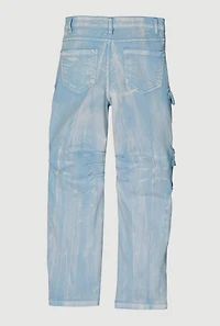 Girls Twill Acid Wash Utility Pants