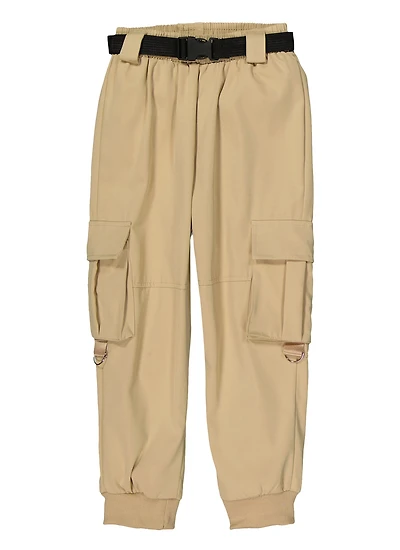 Girls Belted Cargo Pocket Joggers