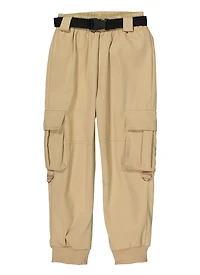 Girls Belted Cargo Pocket Joggers