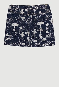 Little Girls Foil Screen Paint Splatter Denim Skirt, Blue, Size 6