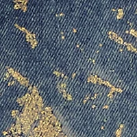 Little Girls Foil Screen Paint Splatter Denim Skirt