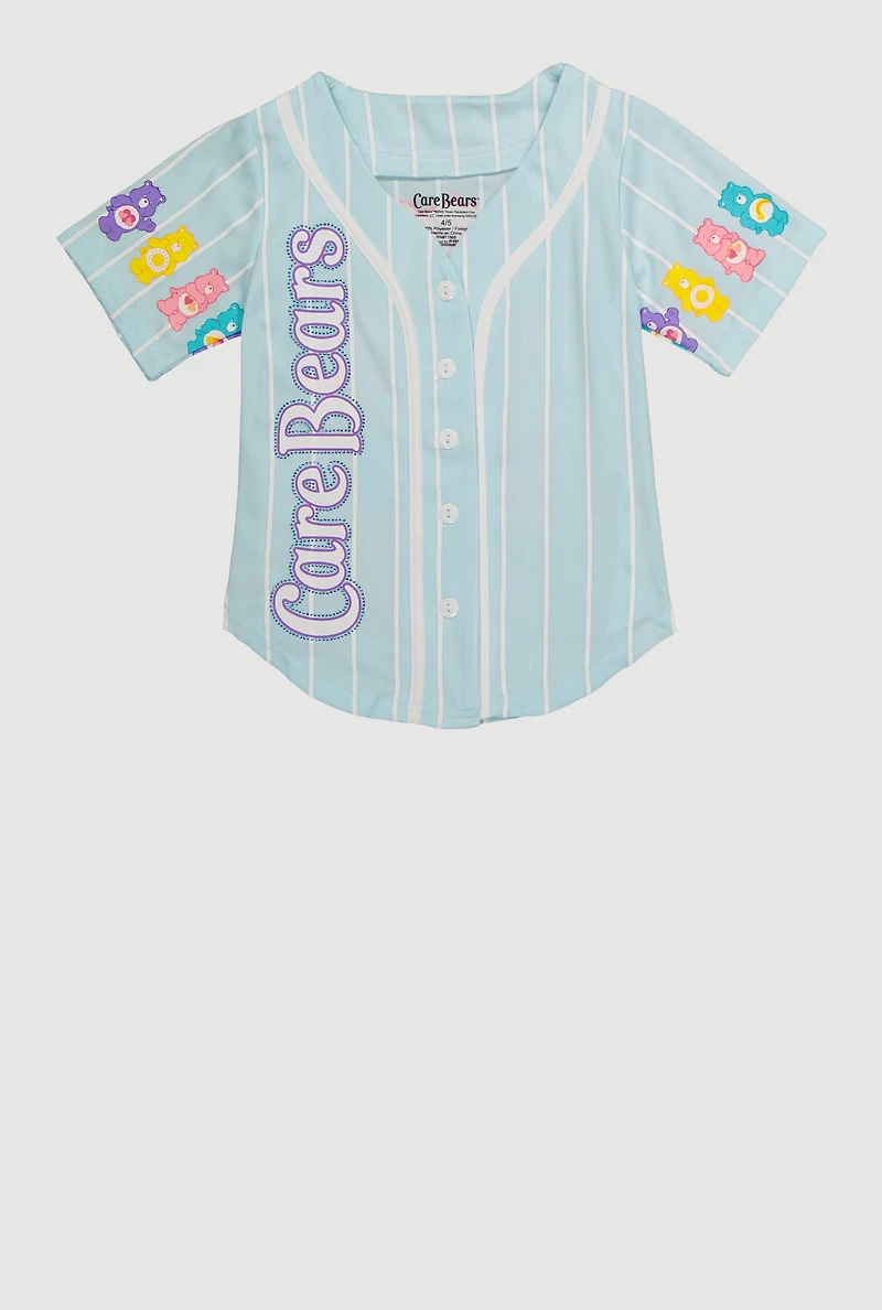 Little Girls Care Bears Graphic Baseball Jersey, Blue, Size 6-6X