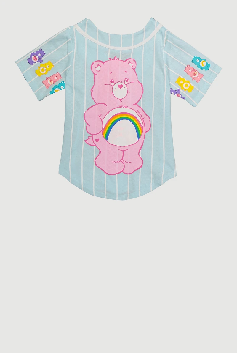 Little Girls Care Bears Graphic Baseball Jersey, Blue, Size 6-6X