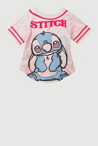 Little Girls Stitch Always Good Vibes Baseball Graphic Tee