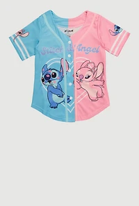 Little Girls Color Block Stitch and Angel Graphic Jersey Mesh Tee