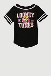 Girls Looney Tunes Lola Bunny Graphic Baseball Jersey, Black, Size 7-8