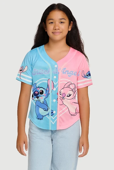 Girls Stitch and Angel Baseball Jersey, Multi, Size 10-12