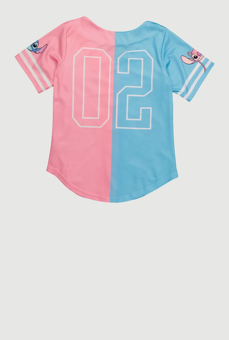 Girls Stitch and Angel Baseball Jersey, Multi, Size 10-12