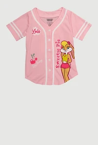 Girls Lola Bunny Sweetie Pie Baseball Jersey, Pink, Size 14-16
