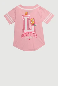 Girls Lola Bunny Sweetie Pie Graphic Baseball Jersey, Pink, Size 14-16