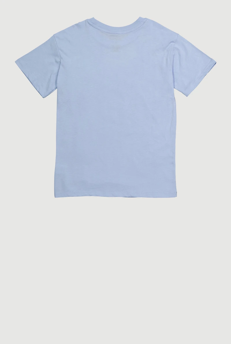 Girls Stitch Ohana Means Family Graphic Tee, Blue,