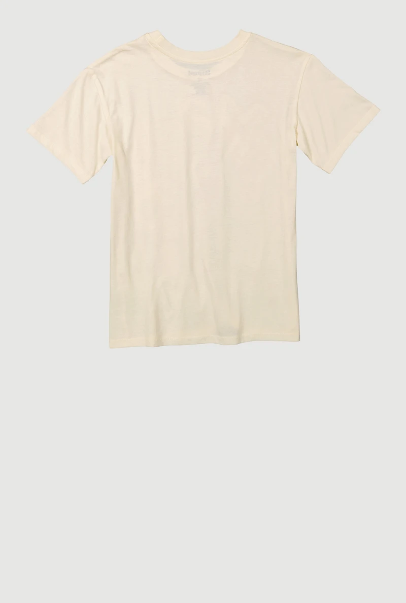 Girls Stitch and Angel Graphic Tee, Beige, Size 7-8