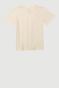 Girls Stitch and Angel Graphic Tee, Beige, Size 7-8