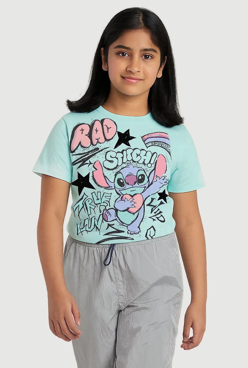 Girls Stitch True Luv Graphic Tee, Blue, Size 10-12