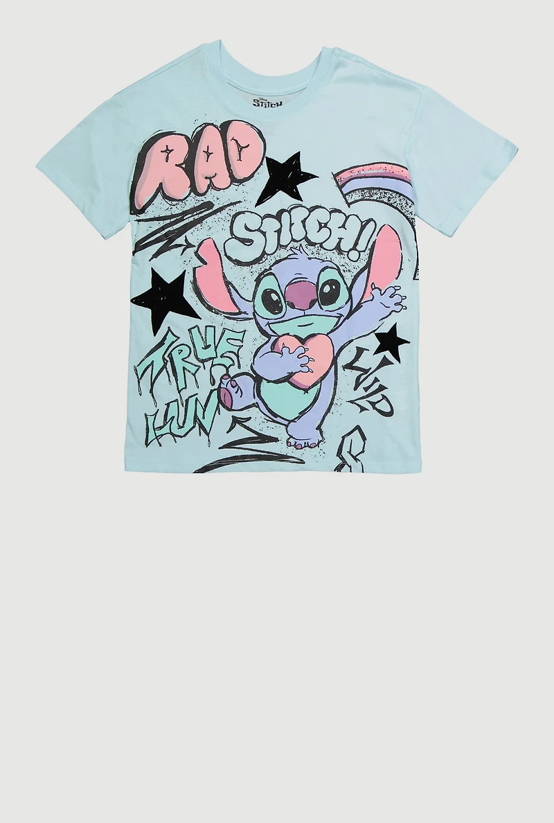 Girls Stitch True Luv Graphic Tee, Blue, Size 10-12