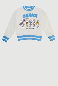 Girls Ohana Chenille Graphic Crew Neck Sweatshirt