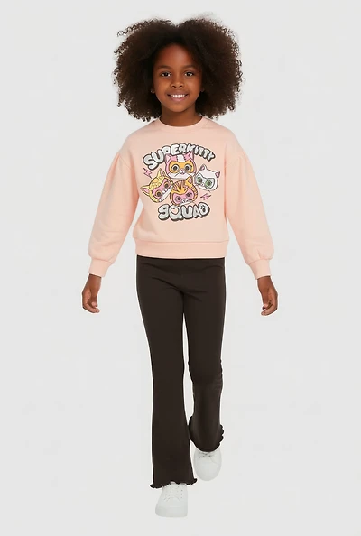 Little Girls Superkitty Squad Graphic Sweatshirt and Leggings