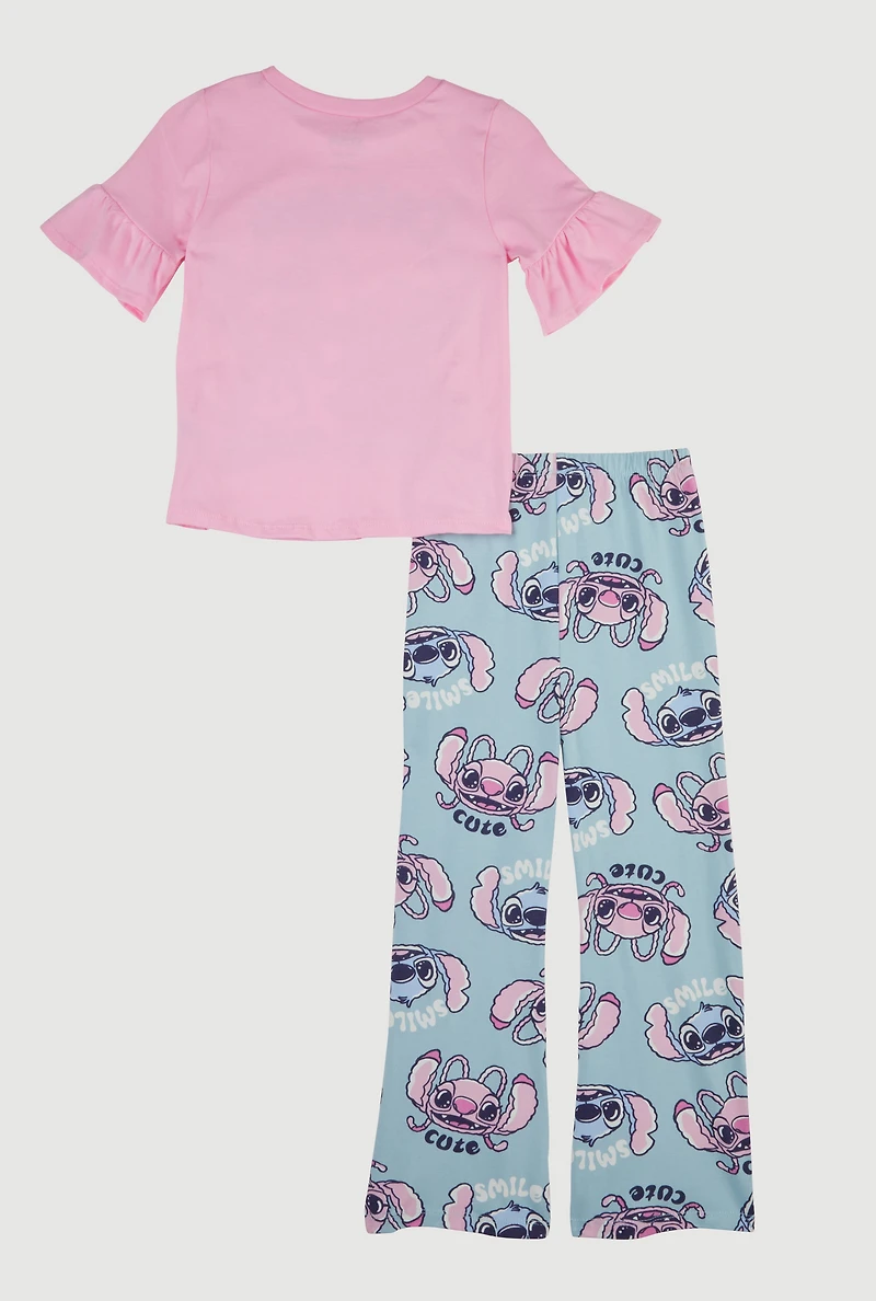 Little Girls Stitch Graphic Tee and Leggings Set