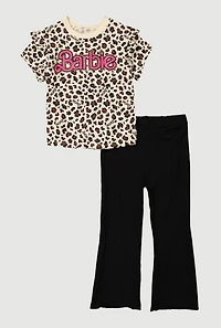 Little Girls Barbie Animal Graphic Print Tee and Leggings