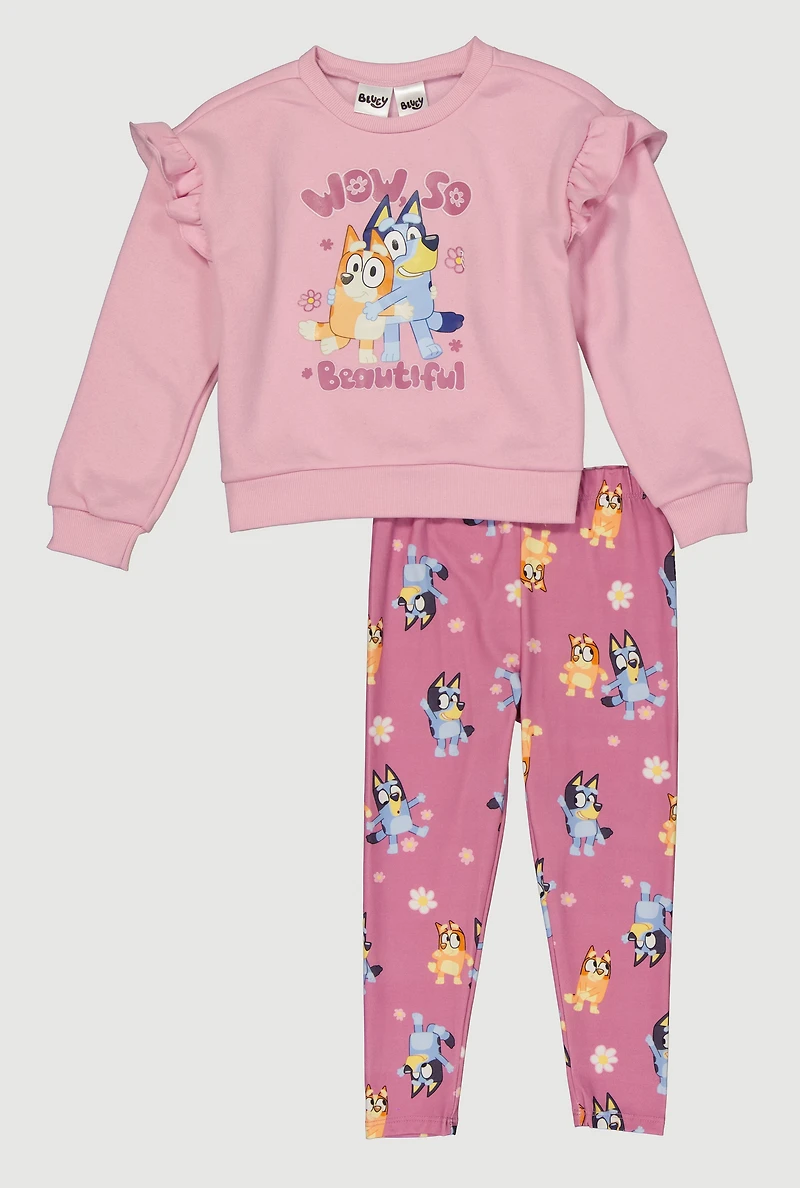 Little Girls Bluey Beautiful Graphic Sweatshirt and Leggings