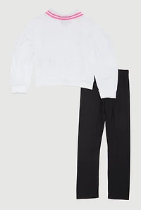 Little Girls Rhinestone Dreamer 89 Graphic Sweatshirt and Pants, Multi, Size 5-6