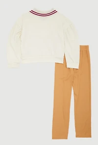 Little Girls Rhinestone Dreamer 89 Graphic Sweatshirt and Pants