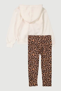 Little Girls Princess Vibes Graphic Hoodie and Leggings, Multi, Size 4