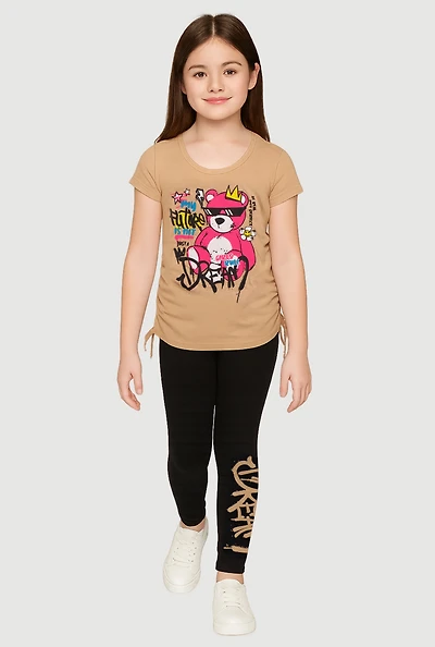 Little Girls Dream Bear Graphic Tee and Leggings, Multi, Size 4