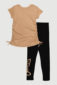 Little Girls Dream Bear Graphic Tee and Leggings, Multi, Size 4