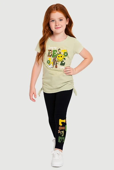 Little Girls Camo Best Life Graphic Tee and Leggings,