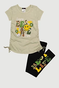 Little Girls Camo Best Life Graphic Tee and Leggings, 6X