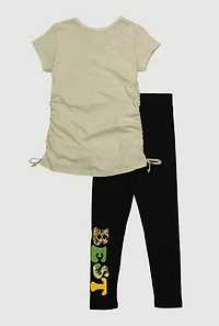 Little Girls Camo Best Life Graphic Tee and Leggings, 6X