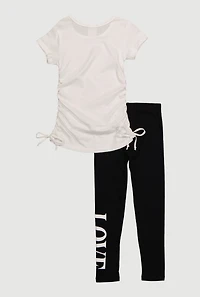 Little Girls Love Yourself First Cherry Graphic Print Tee and Leggings, Multi, Size 6X