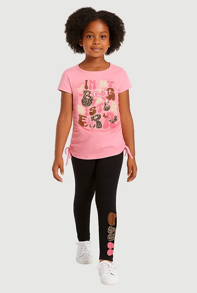 Little Girls My Big Sister Era Graphic Tee and Leggings, Pink,