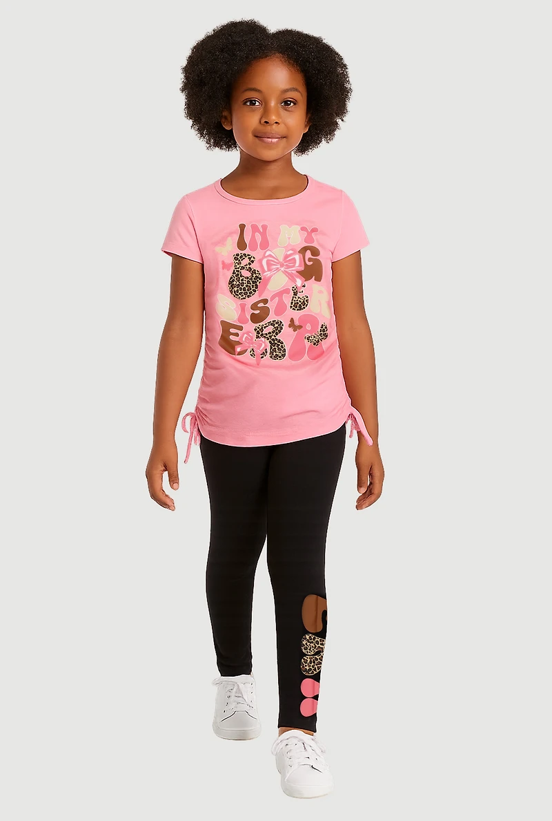Little Girls In My Big Sister Era Graphic Tee and Leggings, Pink, Size 6X