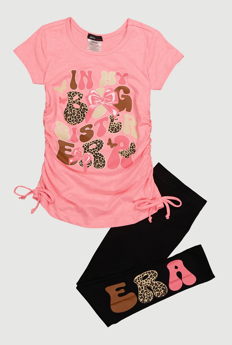 Little Girls My Big Sister Era Graphic Tee and Leggings