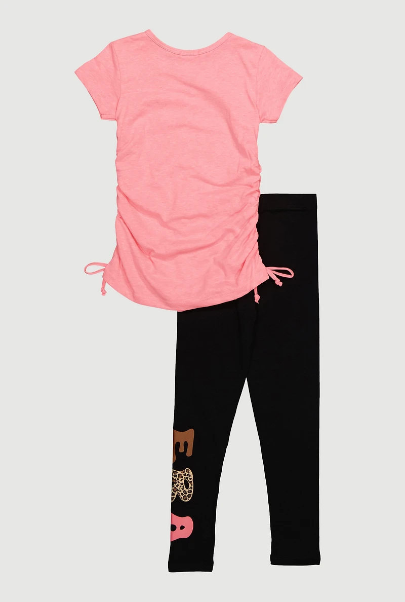 Little Girls In My Big Sister Era Graphic Tee and Leggings, Pink, Size 6X
