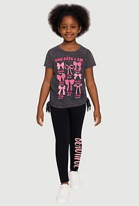 Little Girls God Says I Am Graphic Tee and Leggings, Grey, Size 6X