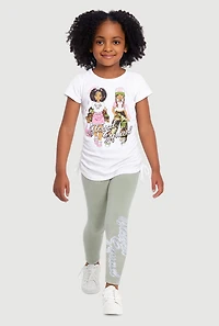 Little Girls Blessed Squad Graphic Tee and Leggings, White, Size 4