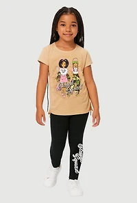 Little Girls Blessed Squad Graphic Tee and Leggings,