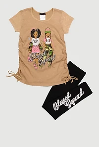 Little Girls Blessed Squad Graphic Tee and Leggings,