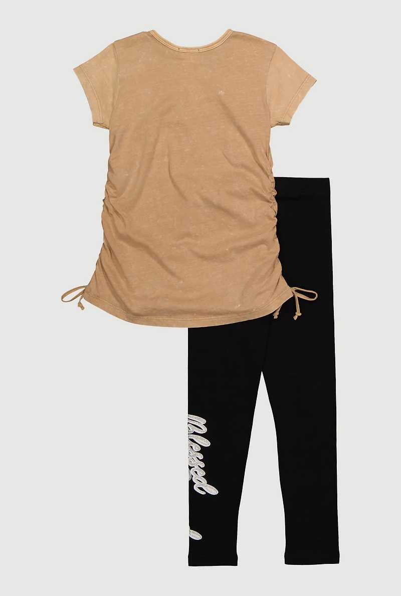 Little Girls Blessed Squad Graphic Tee and Leggings, 4