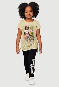 Little Girls Blessed Squad Graphic Tee and Leggings,