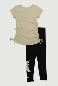 Little Girls Blessed Squad Graphic Tee and Leggings,