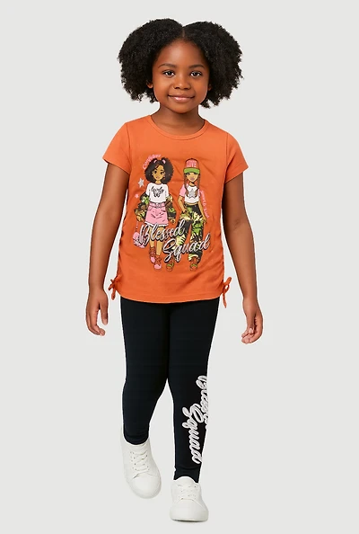 Little Girls Blessed Squad Graphic Tee and Leggings